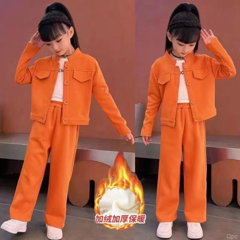 ]运动秋冬季[感高能儿童秋冬女童套装女孩时髦两件套新款中大童