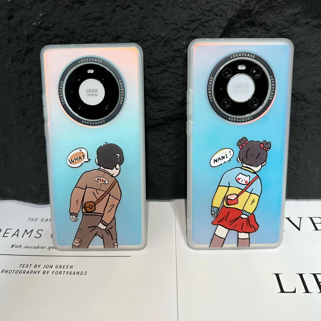 适用于苹果/华为/vivo/小米镭射磨砂亚克力大孔手机硬壳mate60pro