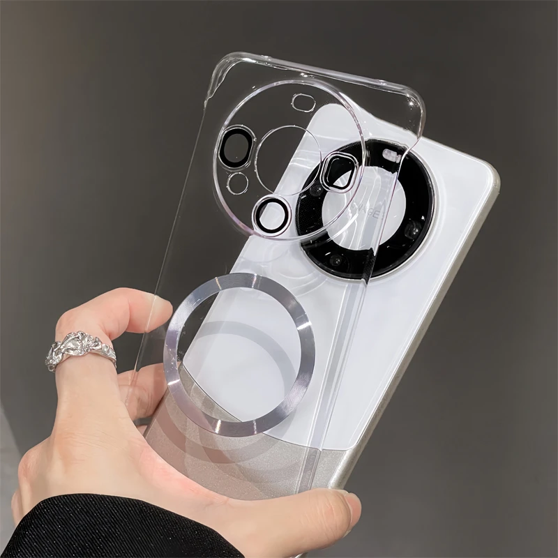 无边框带镜头膜适用苹果15华为mate60pro/50pr超薄透明简约手机壳