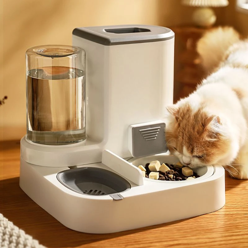 新疆包邮猫碗狗碗猫粮食盆双碗自动饮水碗大容量猫咪饭碗一体护颈