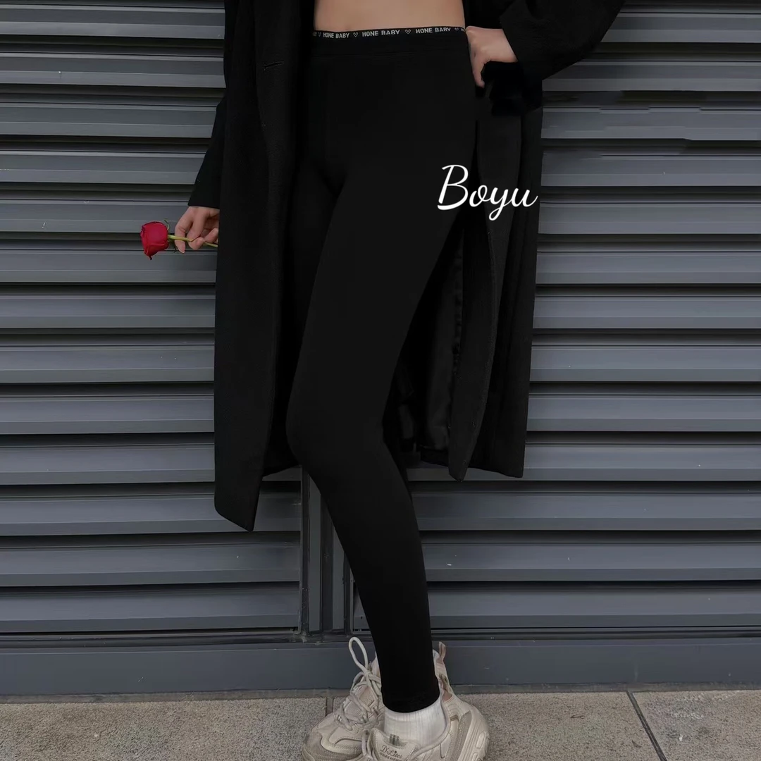 欧货冬季新款高腰紧身弹力打底云朵裤女