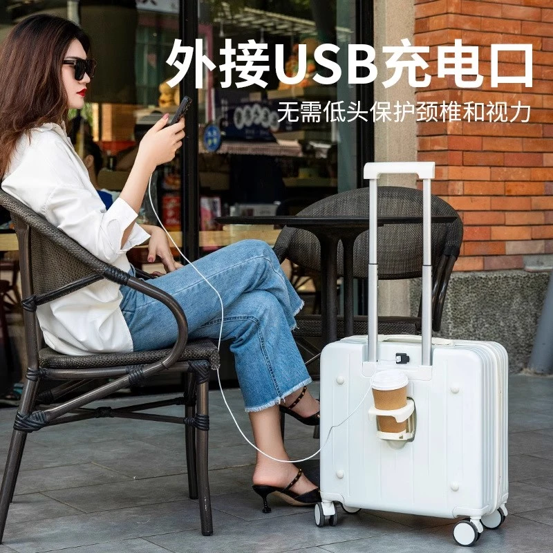 行李箱万向轮登机箱多功能女大容量前置开口宽拉杆旅行箱男皮箱子