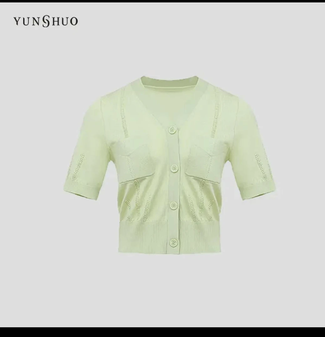 允硕夏季新品时尚百搭休闲显瘦毛开衫725042