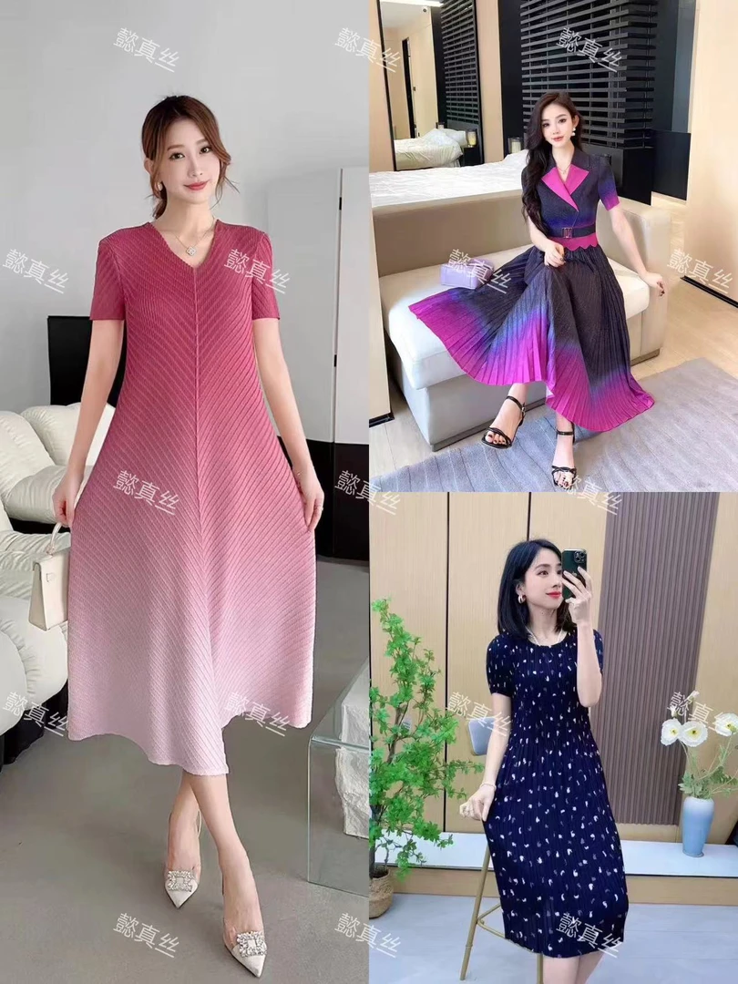 娇娇1【魔术褶皱裙】2025三宅原创褶皱洋气碎花宽松显瘦裙