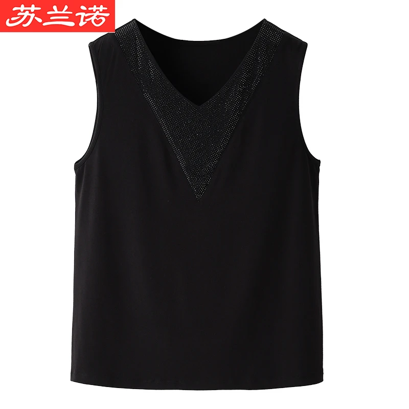 苏兰诺大码女装夏季时尚百搭宽松显瘦黑色薄款大码女背心ZB4981