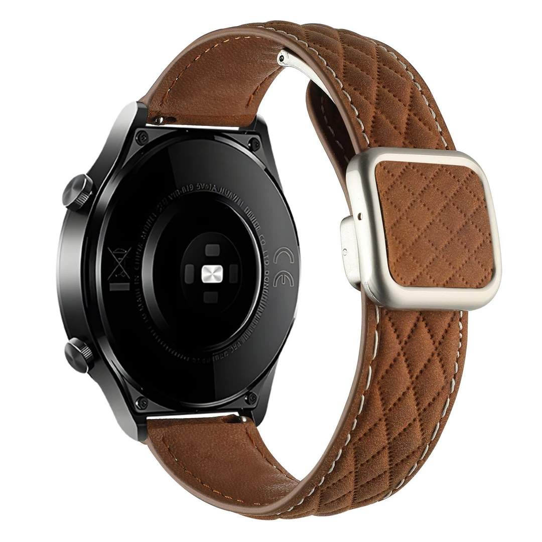 适用华为GT5 watch4 pro表带菱格纹方扣表带通用型watchgt磁吸扣
