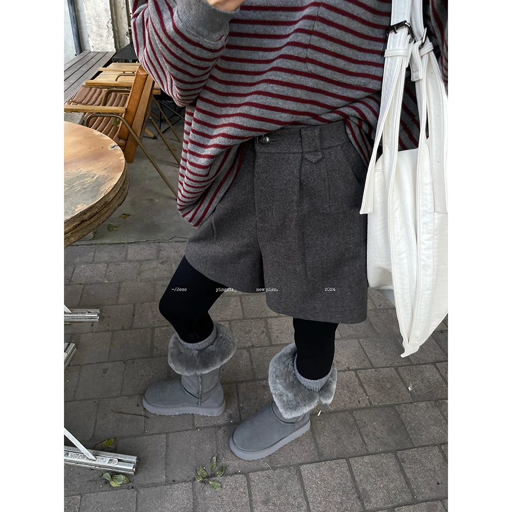 JCCC影子【不繁】褶皱设计毛呢质感直筒西装短裤JE4KSU10