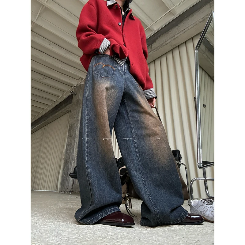 JCCC影子【蓝岛】复古泛黄做旧刺绣牛仔裤JE4INK12