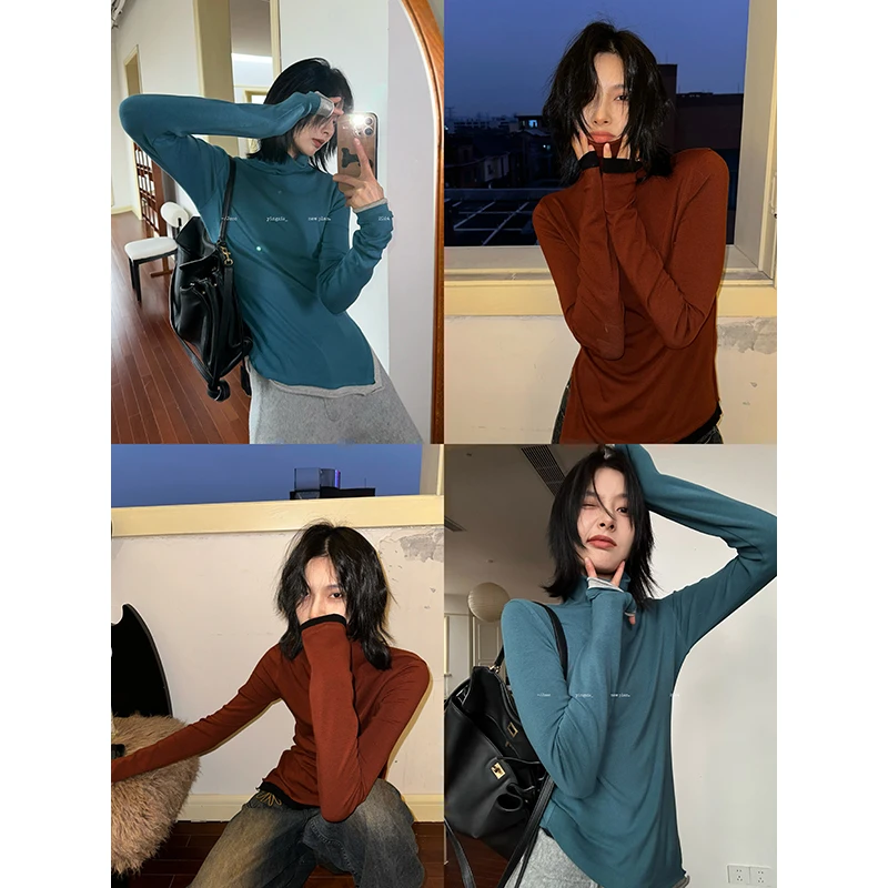 JCCC影子【色彩哲学家】多色拼色简约高领打底针织衫JE3IOT10