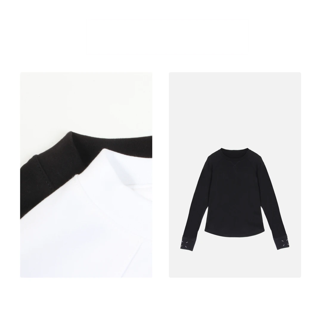 凯特丝蓓351#两色！秋冬新款内搭上衣拼接袖口圆领打底衫