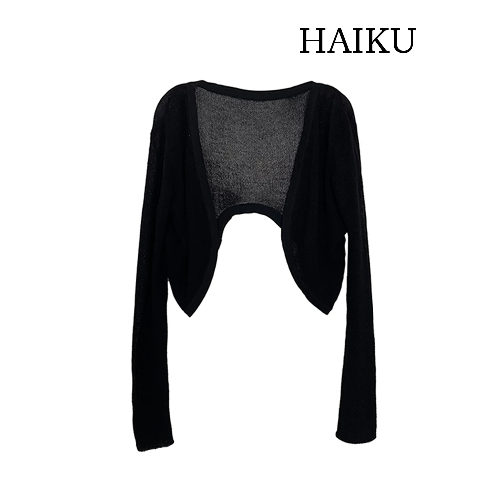 百搭显瘦黑色镂空法式短款女夏薄外搭披肩防晒空调衫气质针织开衫