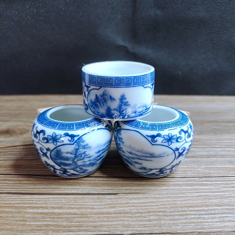 青花缠枝莲颠颏杂鸟食杯鸟食罐