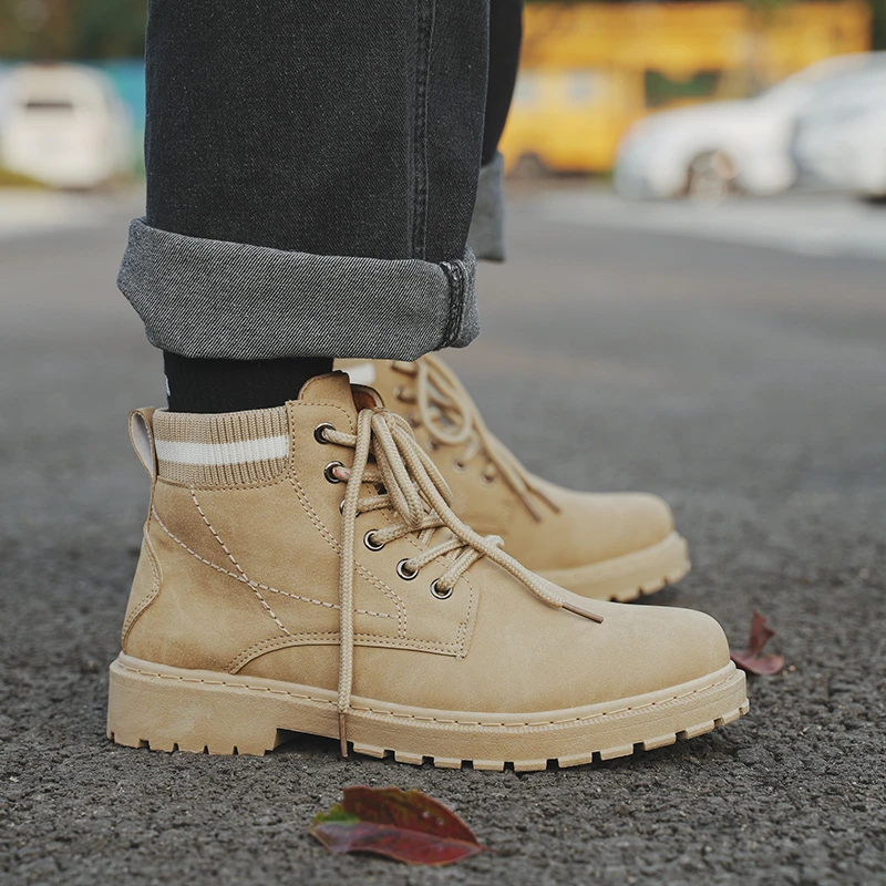 春季男士新款马丁靴休闲高帮英伦潮流百搭男鞋短靴中帮马丁鞋