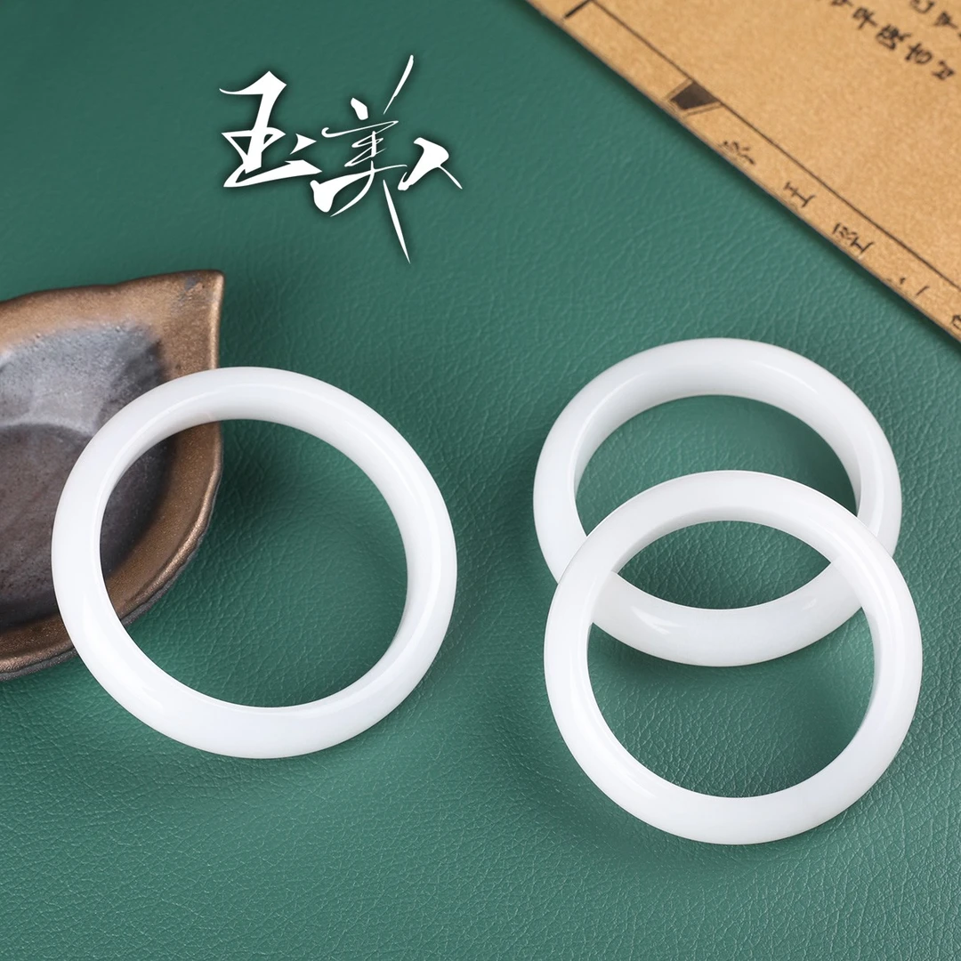 非金属手镯 【玉美人】阿富汗玉加粗13mm 白色古风圈圈网红少女手镯