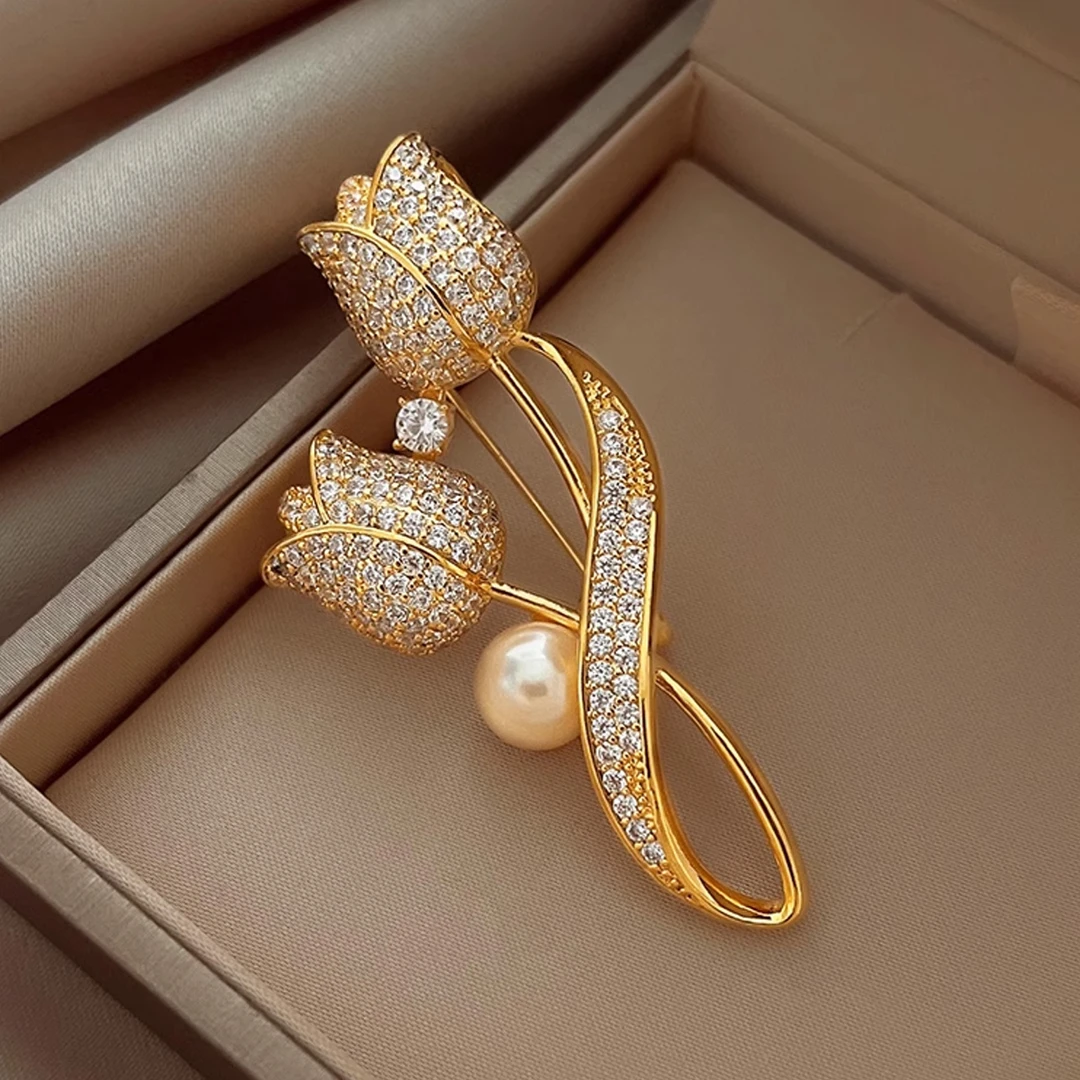 铜合金仿珍珠胸针 复古配饰女毛衣胸针高档奢华百搭时尚优雅简约