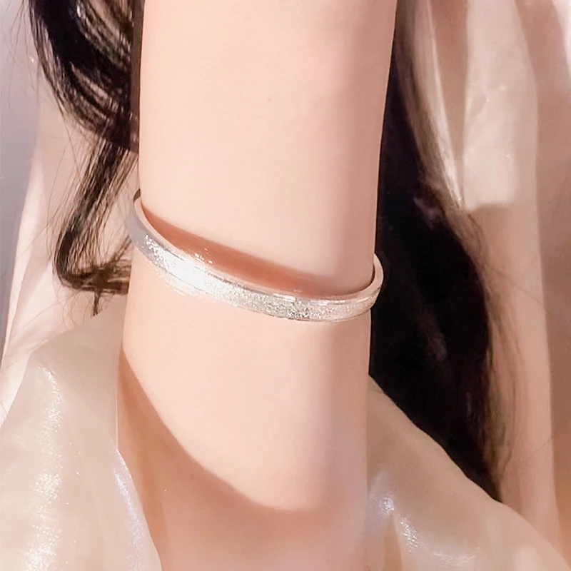 铜合金手镯 磨砂开口女款手镯简约小众素圈镯子高级感手饰品手环