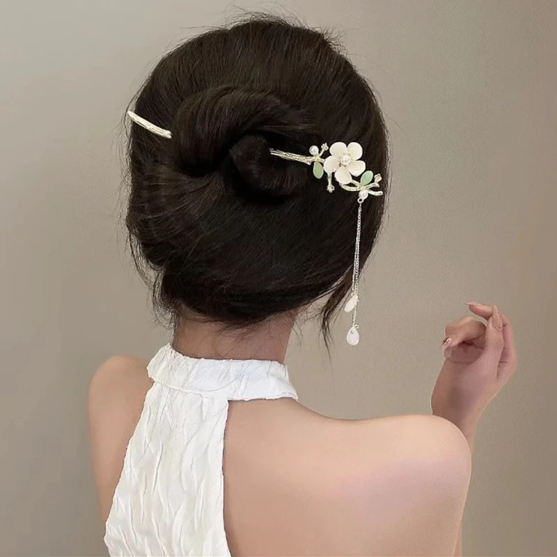 兰花流苏盘头发发簪 汉服盘发古风发簪流苏簪子