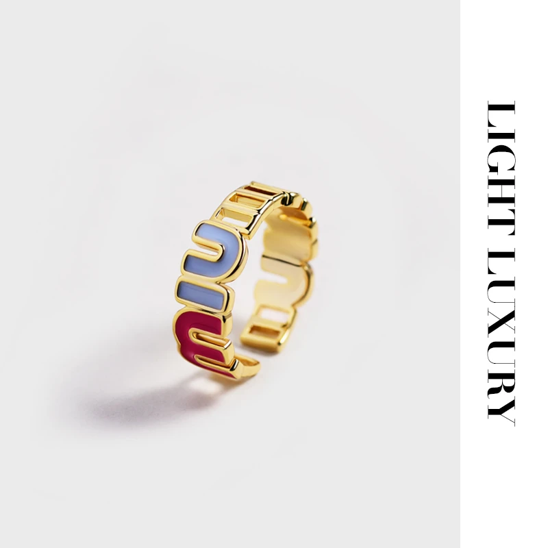 铜合金珐琅戒指 601354妹家彩色开口戒指 女双面