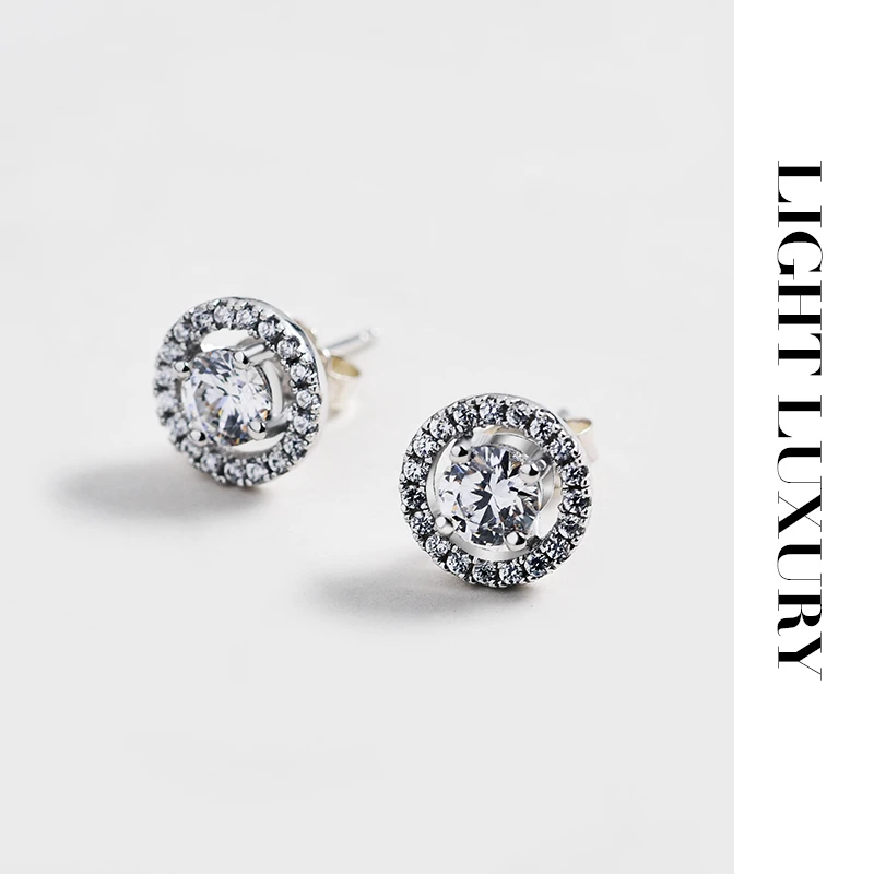 925银合成锆石耳饰 694364圆满精致气质耳钉 女简约百搭