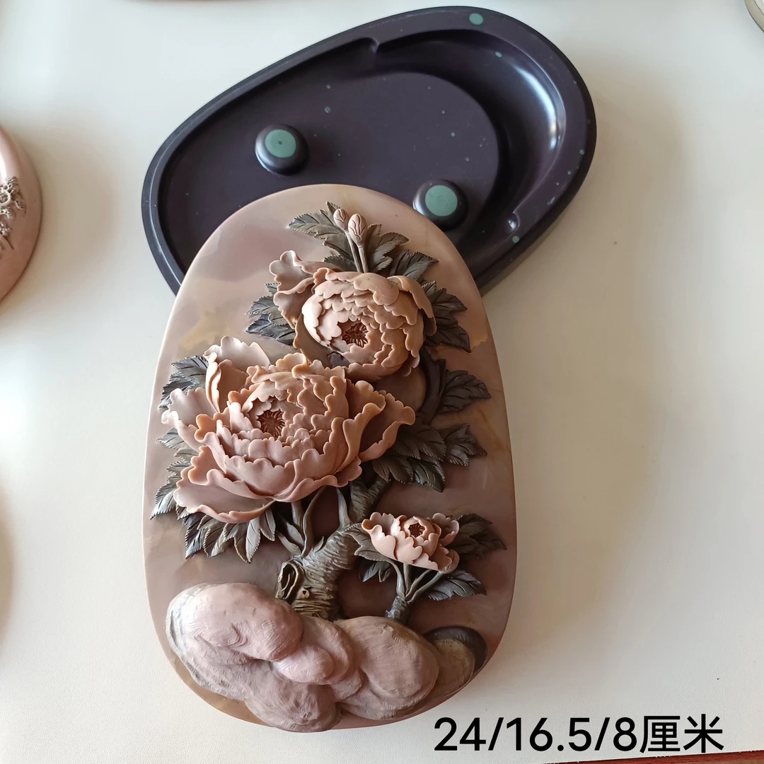 攀枝花苴却砚厂家直销带盖实用砚台原石雕刻君石砚庄作品推荐包邮