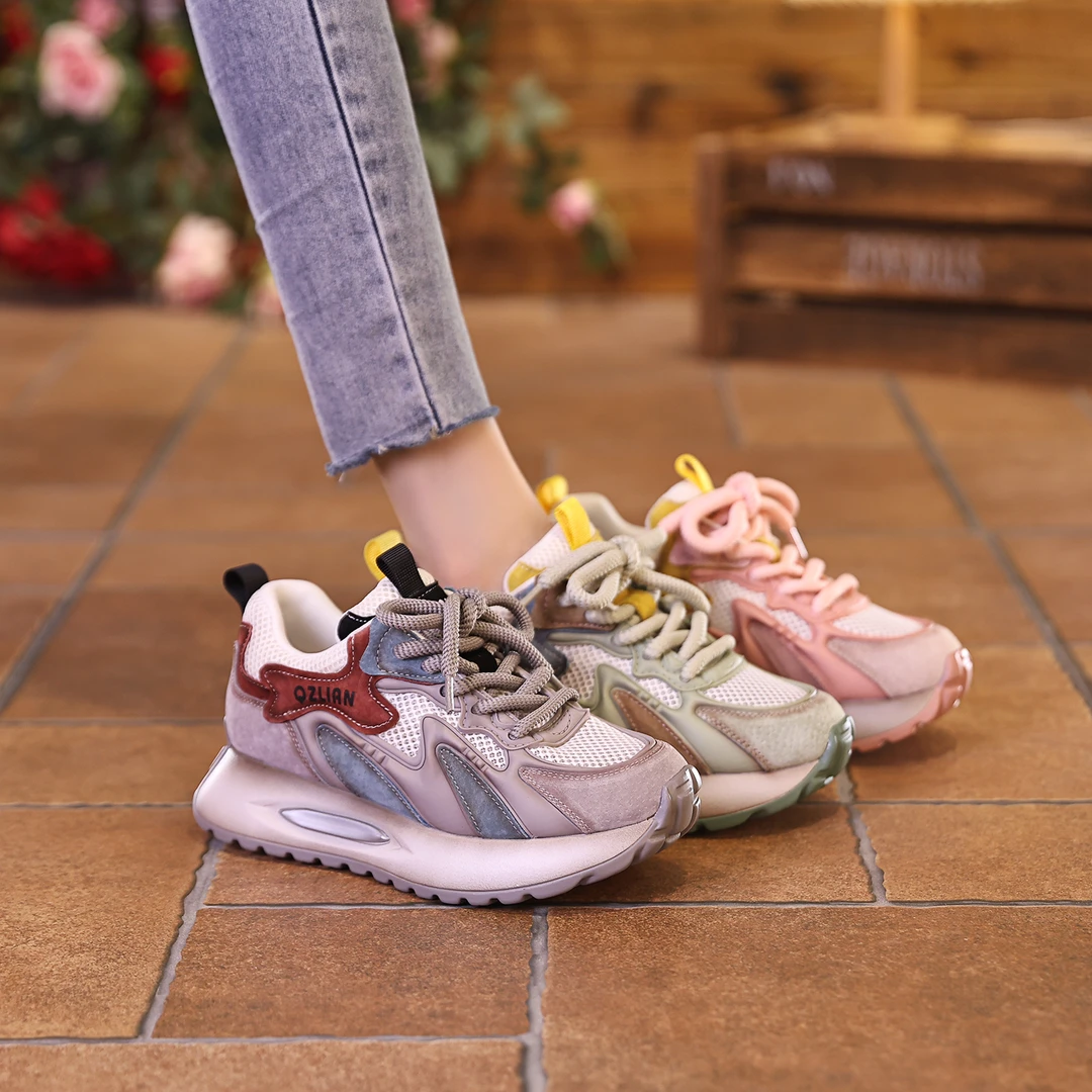 千之恋现货增高5CM2024夏季新款网面复古高能感百搭休闲女鞋3532