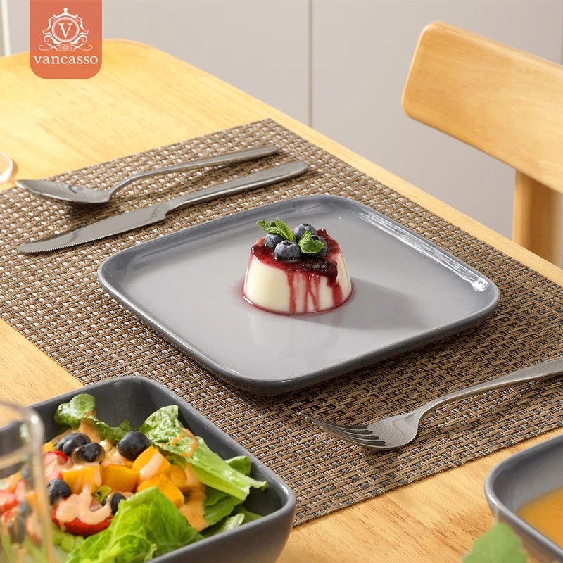 lovecasa窑变渐变正方7.25寸平盘家用高端甜品炒菜实用陶瓷小精致