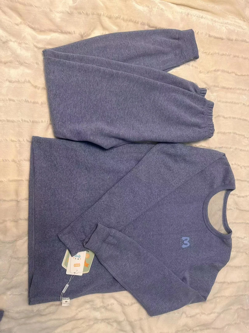 青少年大童蚕丝羊绒内衣套装加厚秋衣秋裤大童睡衣家居服