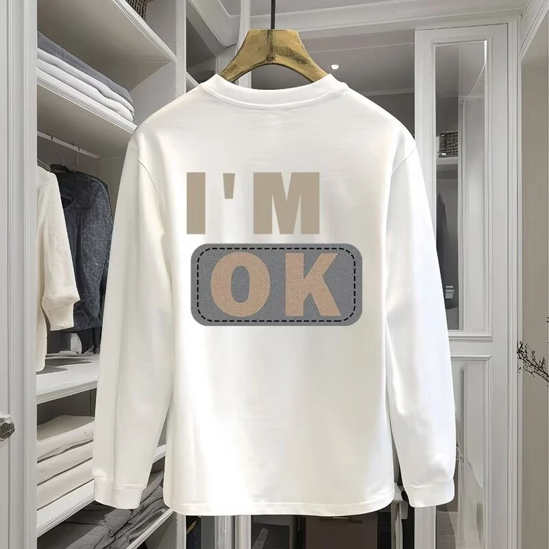 2025新款潮牌男士重磅纯棉长袖T恤秋季美式宽松百搭上衣ins打底衫
