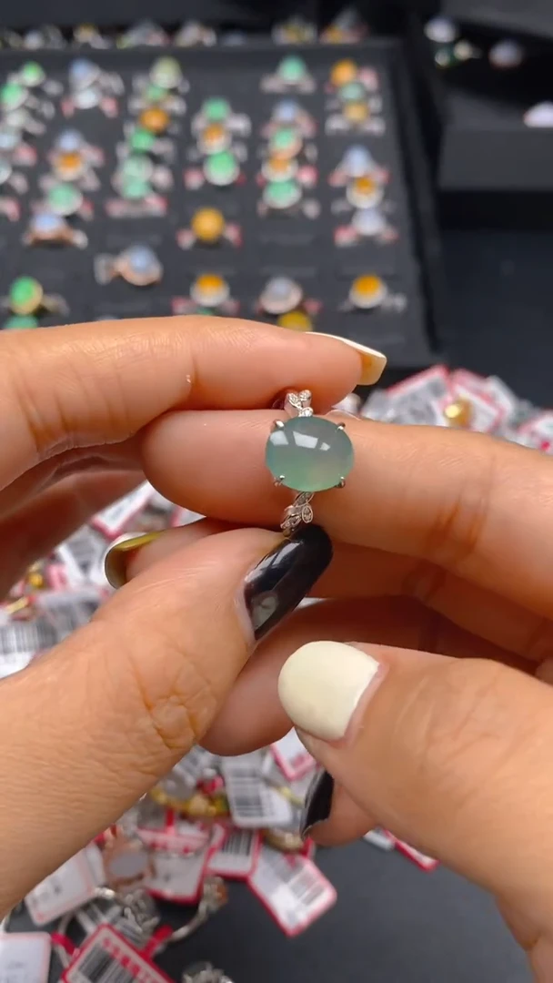 【闪购商品】翡翠戒指银S925镶嵌0447123092