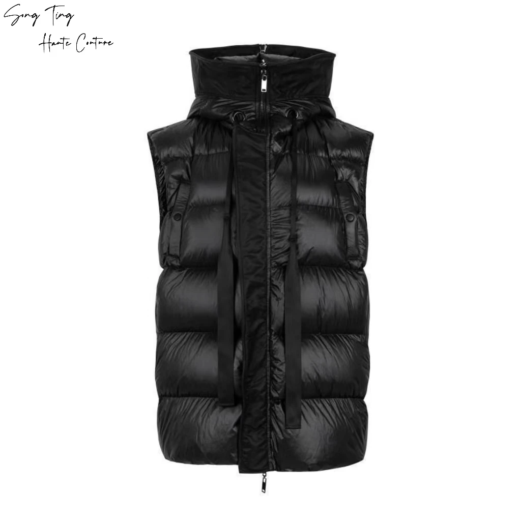 SONGTING 小天使连帽翻领鹅绒马甲 24110117