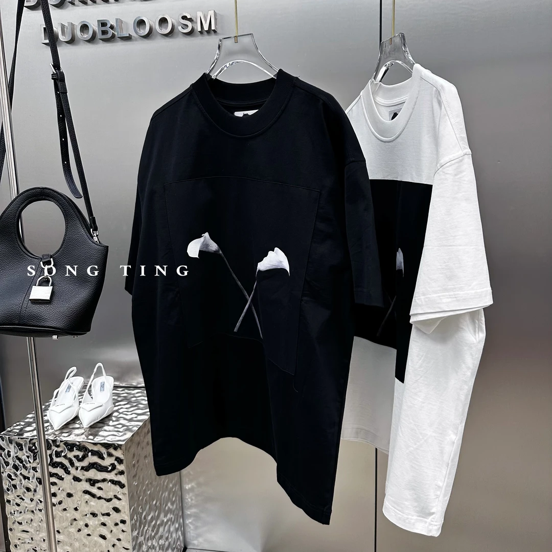 SONG TING 小众艺术马蹄莲图案T恤