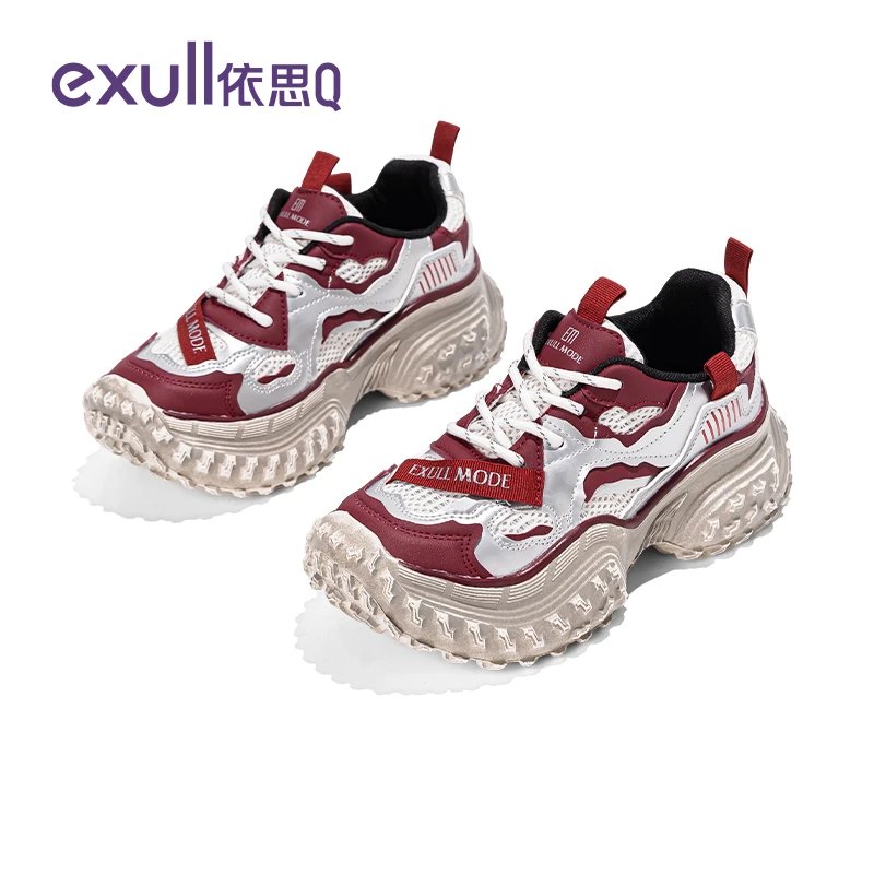 依思Q老爹鞋女鞋2025秋季新款榴莲超厚底鞋子女款小众百搭休闲鞋
