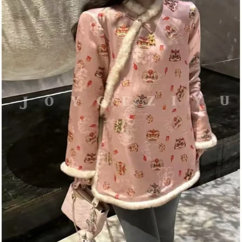 【招财醒狮】深圳南油2024国风新中式人丝香云纱棉外套上衣