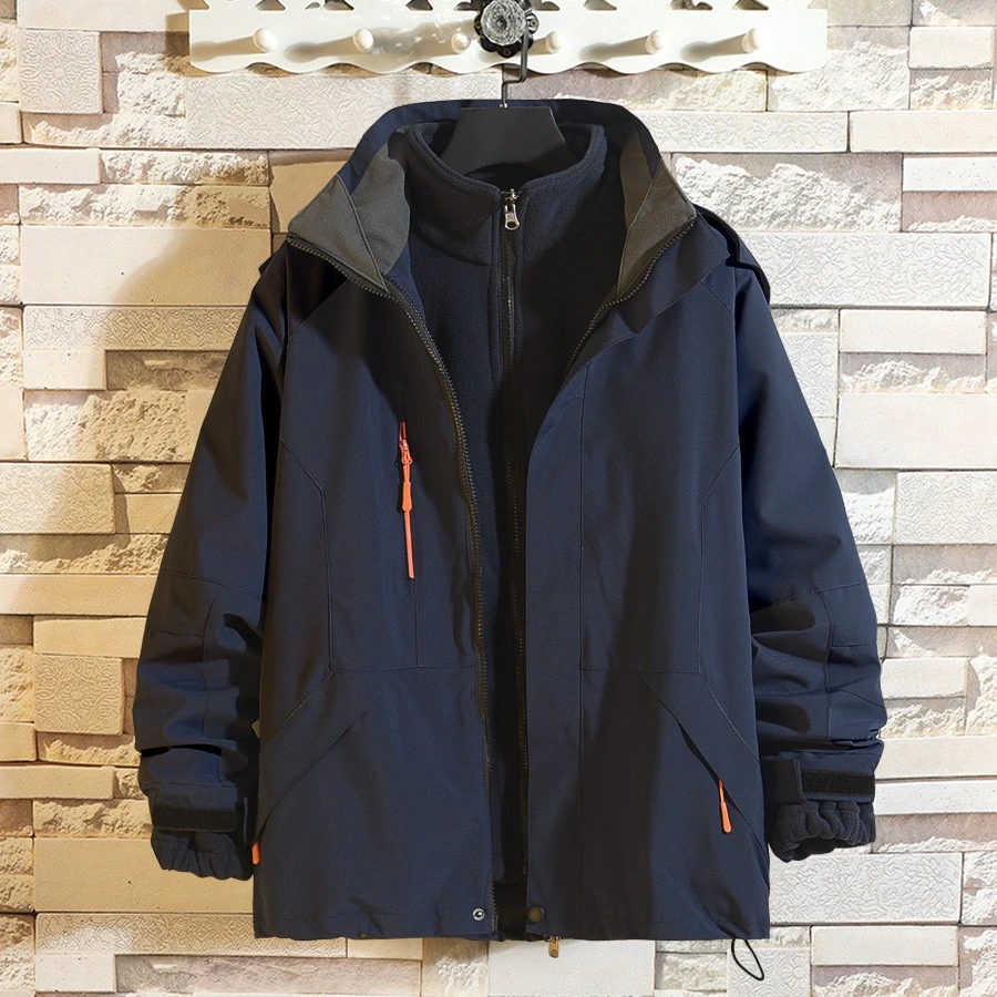 山系中老年冲锋衣男女三合一秋冬连帽防风外套户外防水防雨登山服