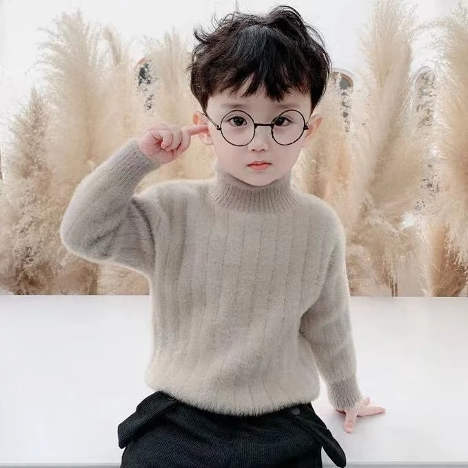 童装潮款Y男童针织打底衫软糯儿童毛衣男孩毛线衣秋冬季加厚水貂