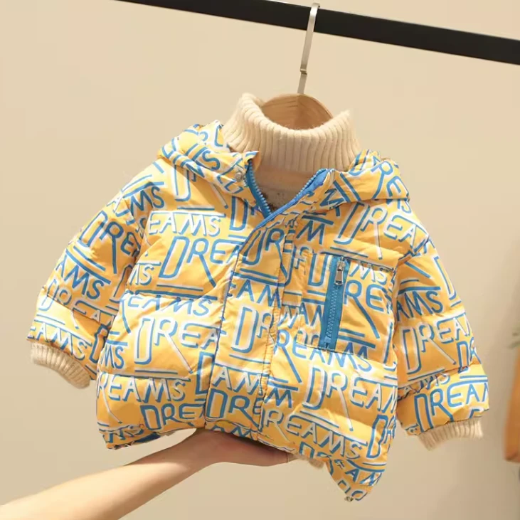 儿童羽绒服男女童白鸭绒保暖外套宝宝冬季连帽洋气时髦衣服潮