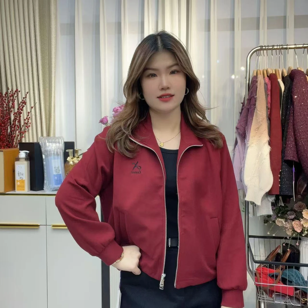 小鑫肝@现货浮力重工小刺绣翻领带链气质百搭休闲短外套 1072