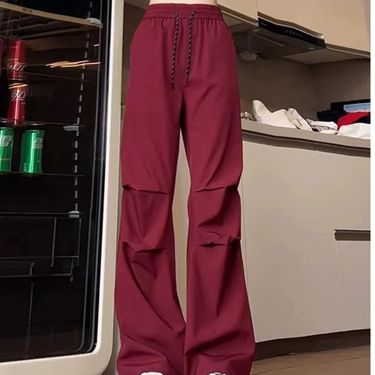 小鑫肝@现货浮力松紧裤头抽绳褶皱休闲气质百搭阔腿休闲裤 5769