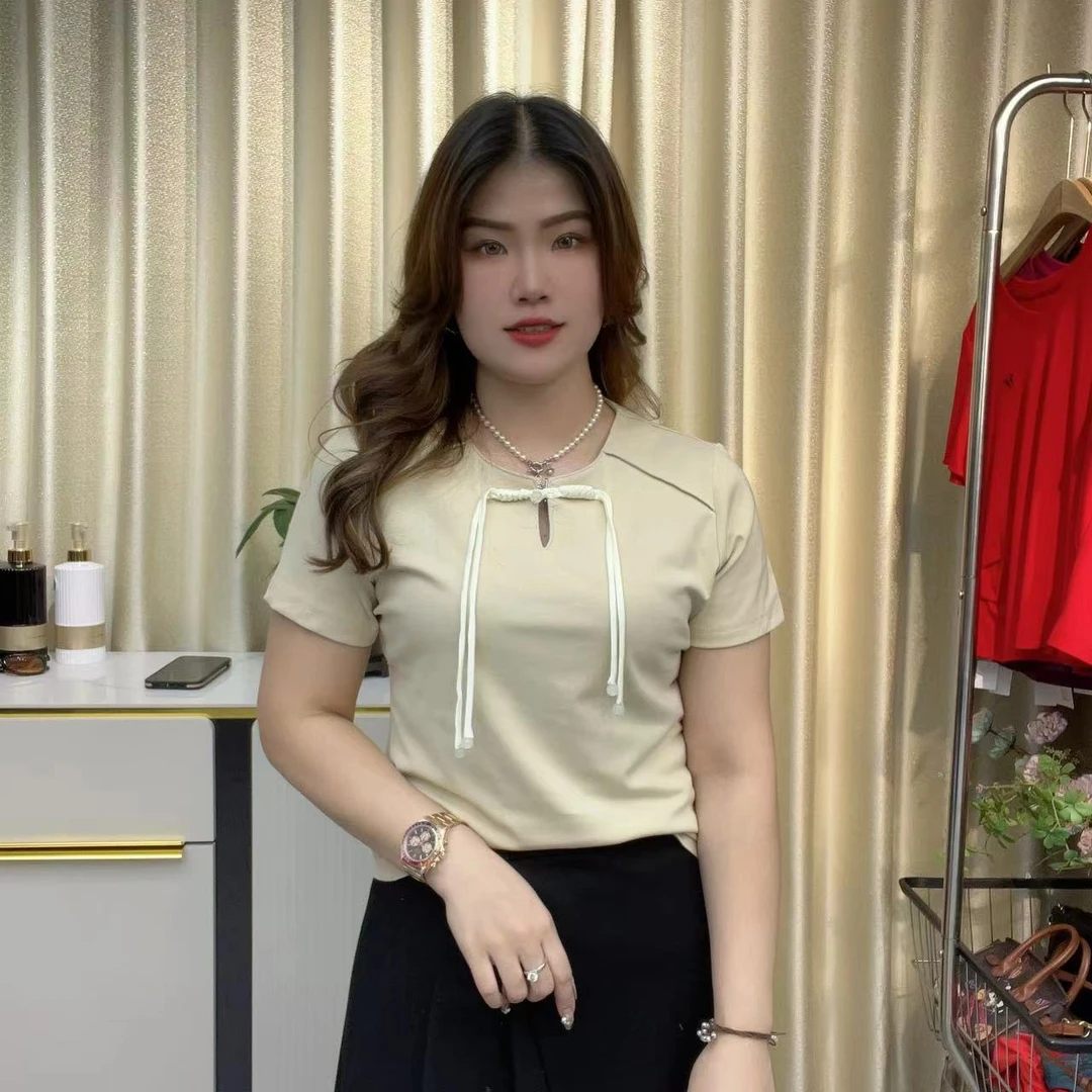 小鑫肝@现货浮力国风盘扣插肩袖休闲版短袖T恤 867