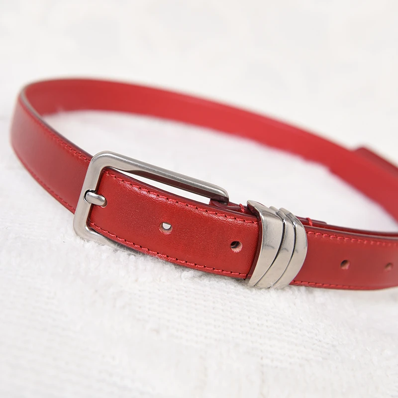 【XINMO】百搭女士真皮红色个性时尚休闲腰带S24080716