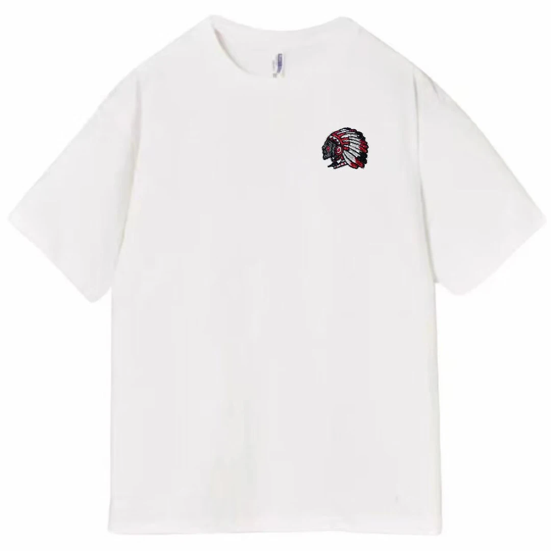 2024重磅时尚百搭夏季男女同款纯棉T重工刺绣印第安人半袖02T