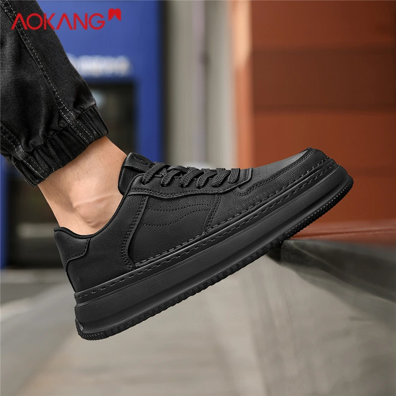 Aokang/奥康官方正品秋冬季加绒百搭保暖黑武士空军毒液45大码鞋