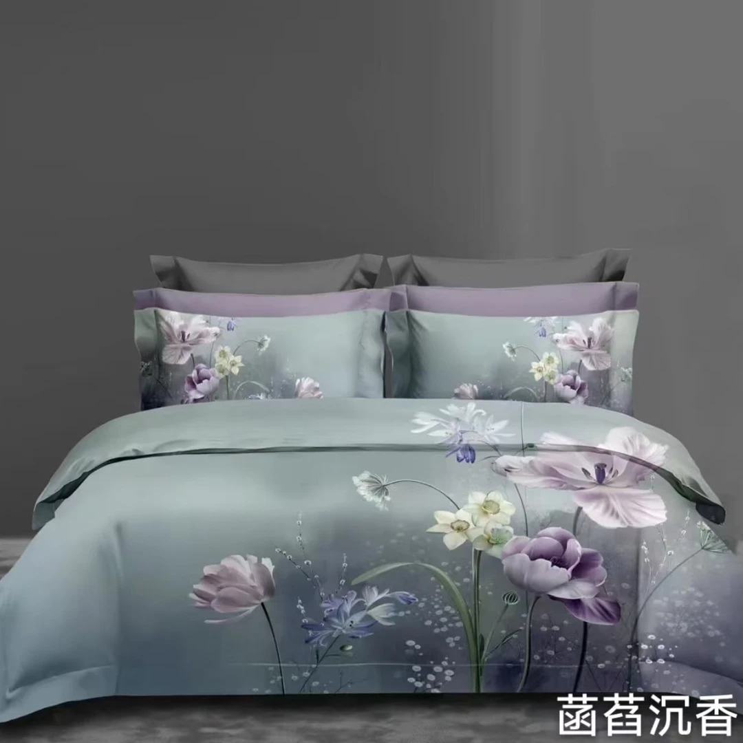 不老的爷爷新款XBH高奢高支高密纯棉印花zb四件套沉香