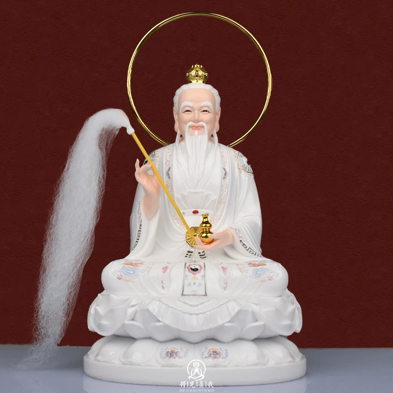 太上老君神像老君像汉白玉仿瓷空心道德天尊摆件高端工艺品