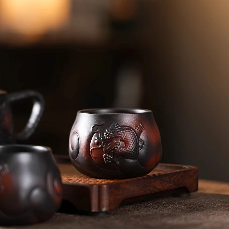 紫陶杯大容量手工主人杯茶具陶瓷家用功夫泡茶杯子高档茶碗品茗杯