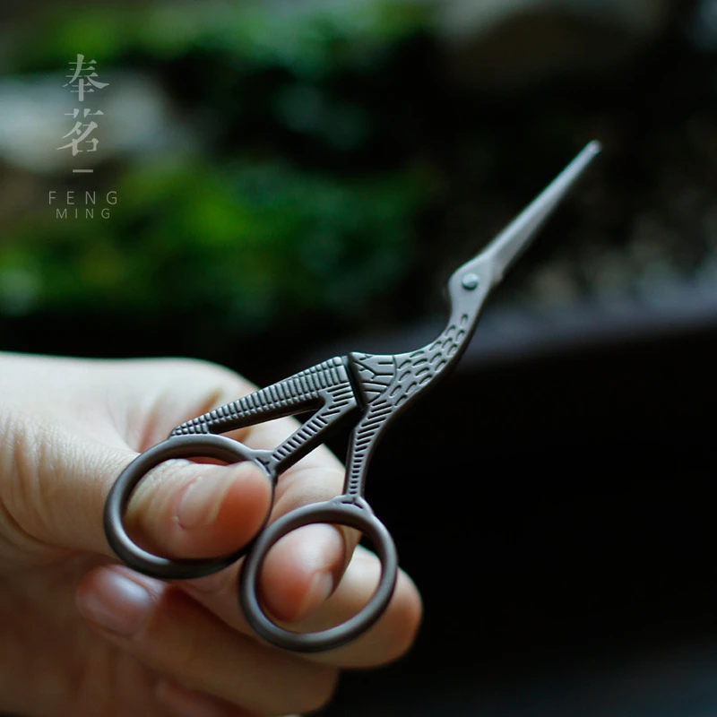 不锈钢镀金鹤型剪刀剪纱线剪刺十字绣剪线头剪刀裁缝剪普洱茶剪刀
