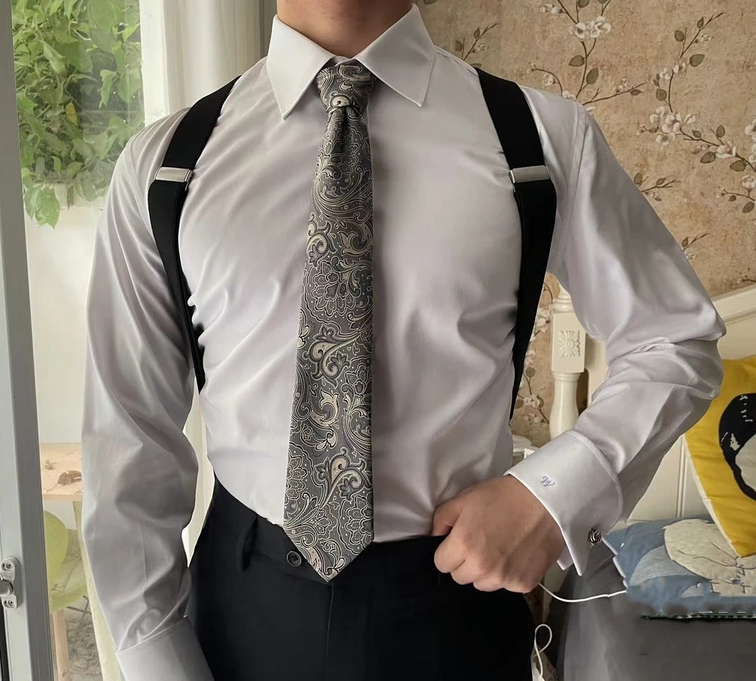 英伦交叉枪套式背带夹西裤西装侧夹男士吊带肩带后背式复古吊裤带