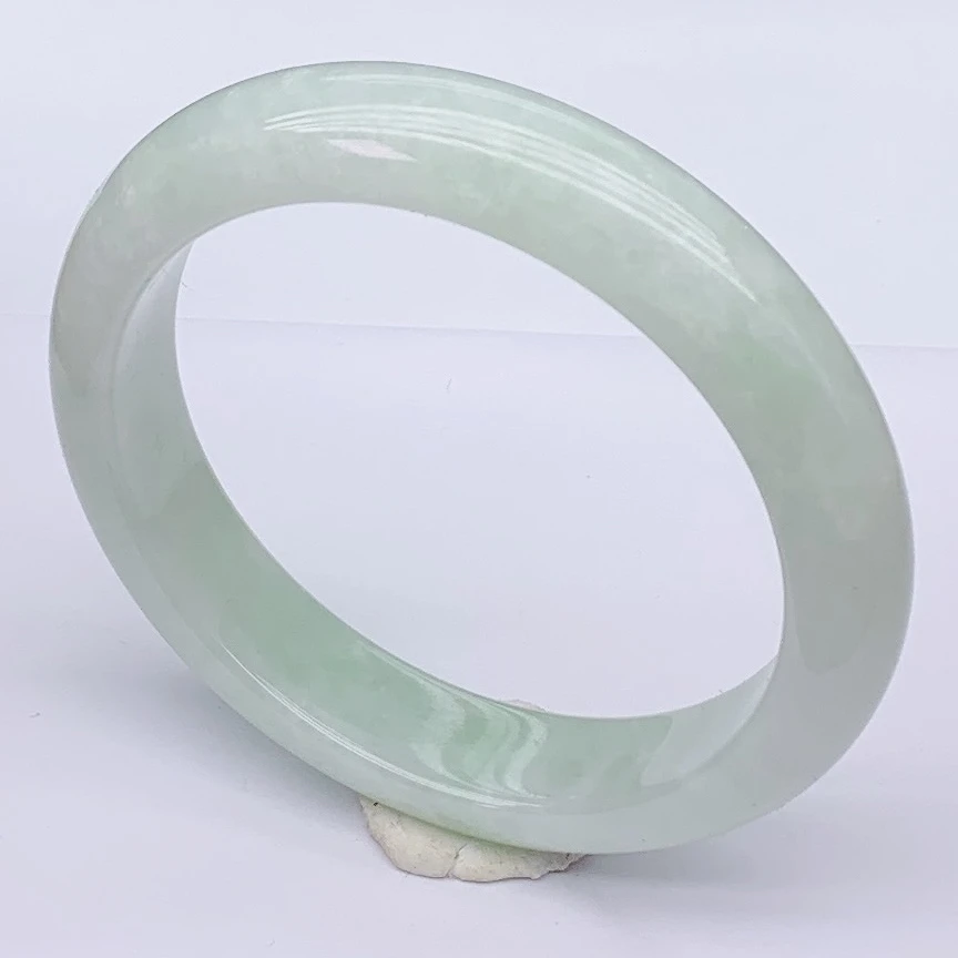40126翡翠手镯56圈正圈淡绿果绿正圈水润天然A货缅甸玉手镯玉镯女