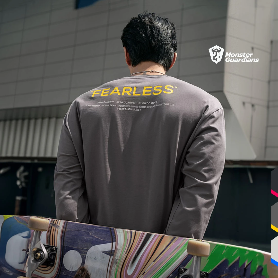 MonsterGuardians未来感系列男子秋季印花宽松休闲运动长袖T恤