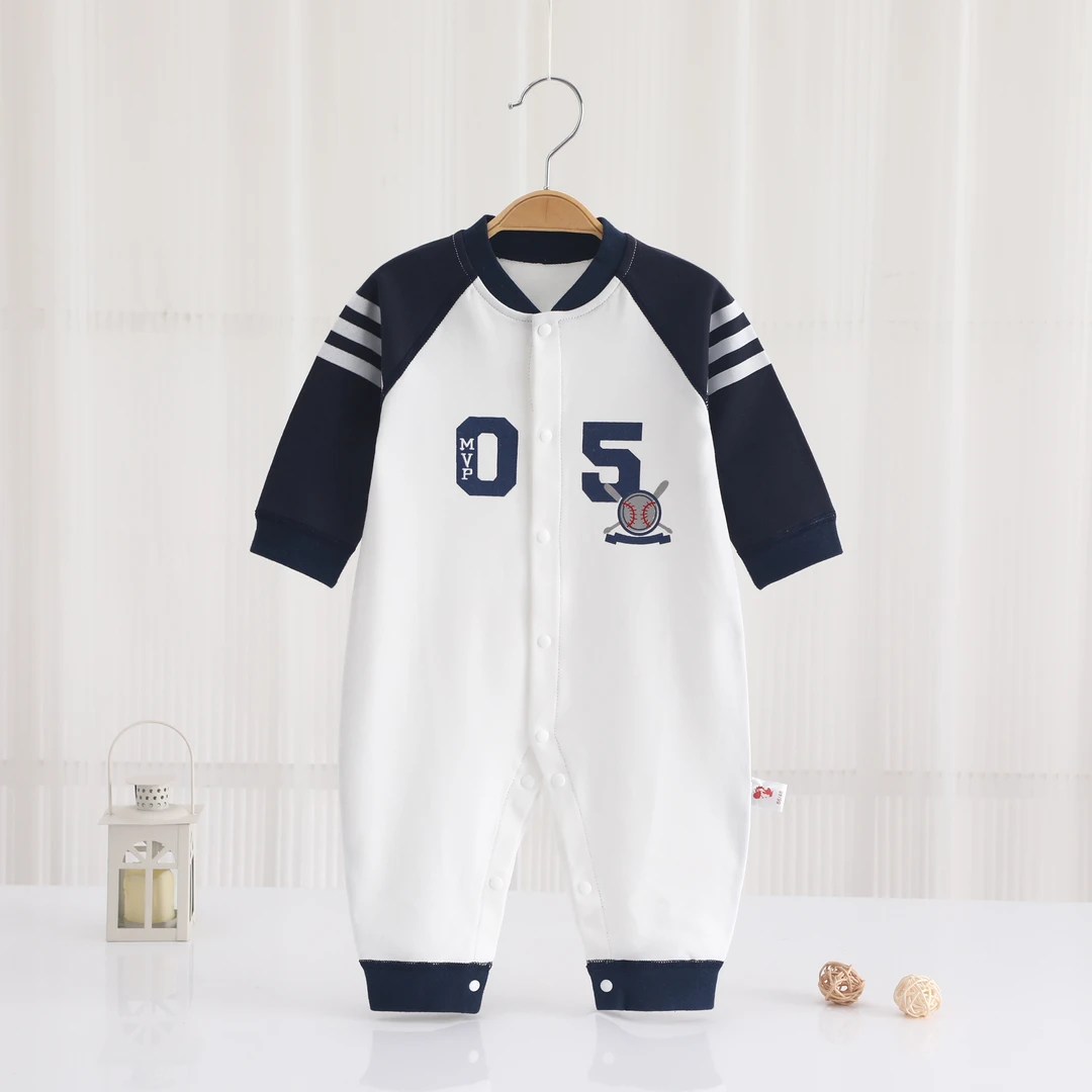 DJS【高定款】05棒球服连体衣宝宝纯棉无骨长袖连体衣爬服婴儿哈衣